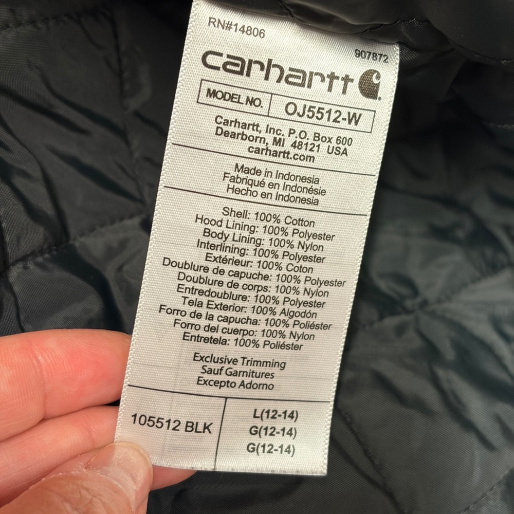 Carhartt Loose Fit Washed Duck Coat Insulated Womens L Black Street Grunge Chore - Picture 7 of 9